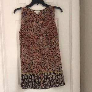 Animal print button down tunic. Sheer, lightweight